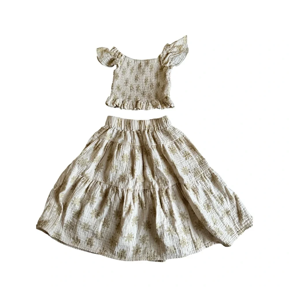 Rylee + Cru Zayla Top and Tiered Skirt Set Toddler Girl 2 Year Boho Cottagecore